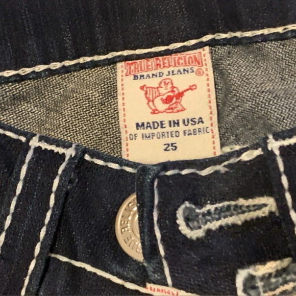 True Religion Women’s Joey Big T Twisted Flare Dark Denim Jeans - Size 25 NWOT - Picture 10 of 12